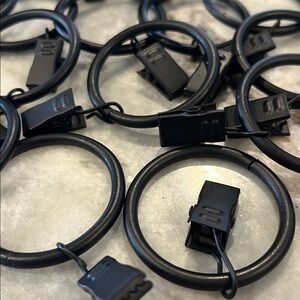 Threshold Curtain Clip Rings Set of 45 Oil Rubbed Bronze 1.5” Black Metal